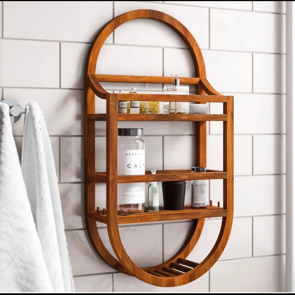 Gospava Elegant Teak Bath Shelf